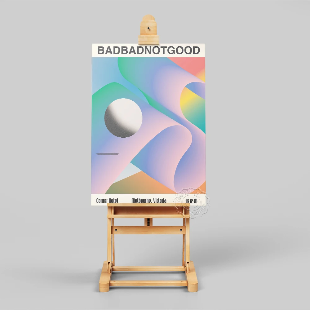 Badbadnotgood Canada Musical Group Poster, Jazz Hip-Hop Music Gig Publicity Printing Poster, Solid Geometry Abstract Home Decor