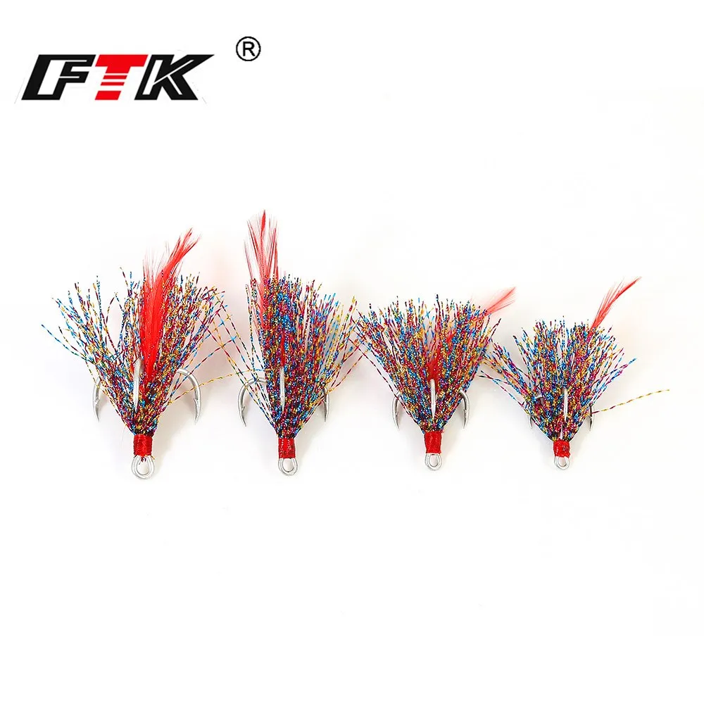FTK Anzuelo triple para mar estañado con pelo - acero al carbono - imagen 3