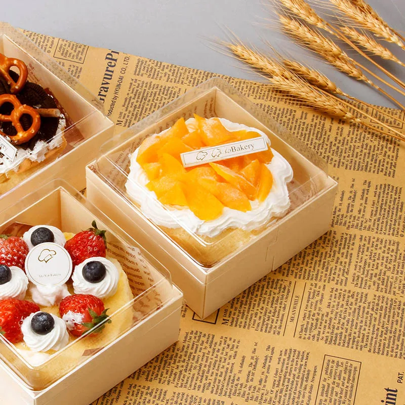 Disposable Swiss Roll Cake Box, Sandwich Bread Box, Wooden Dessert Tableware with Lid, Baking Tools, Sushi Take-out Box