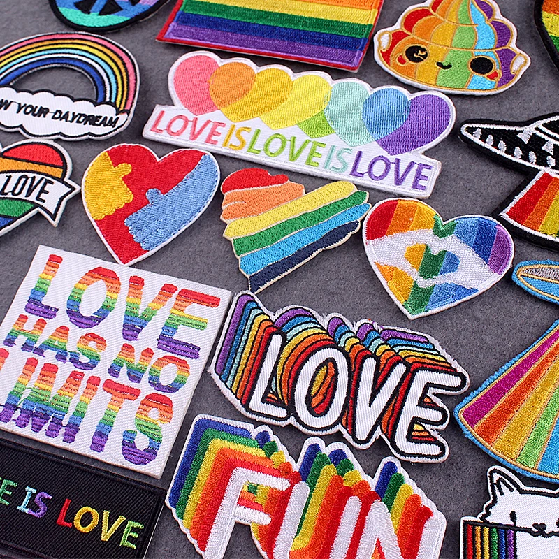 Rainbow Patches On Clothes Gay Pride LGBT Patch Iron On Patches For Clothing Stripes DIY Love is  Love Badges Appliques Sticker