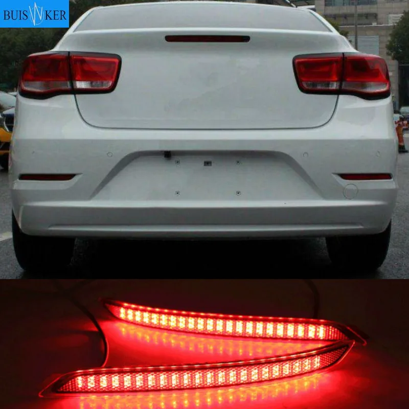 

2pcs LED Red Len Rear Bumper Reflector LED Stop Brake Tail Light Lamp For Chevrolet Malibu 2016-2018 Car Accessories