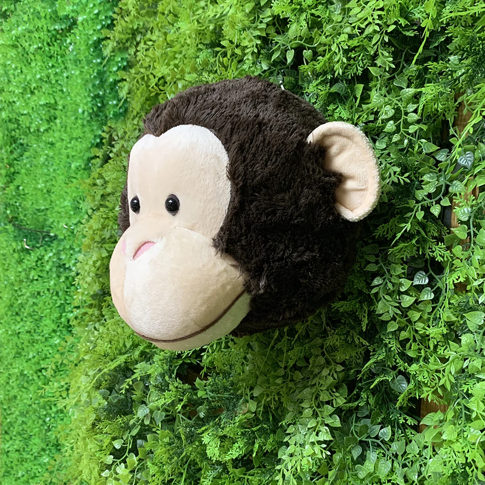 Decoração de parede de cabeça de macaco para quarto de crianças, bichos de pelúcia, macaco reallife, realista, floresta, zoológico, urso, gato, estilo interno, 3D