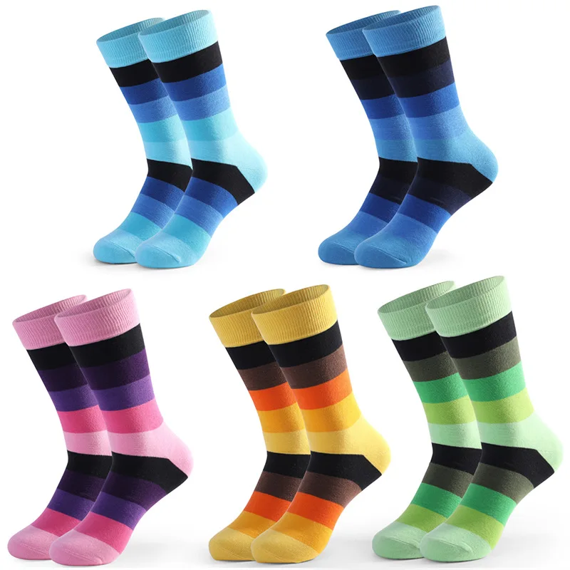 5Pair New Men Socks Casual Socks fashion design Plaid Colorful happy Business Party Dress Cotton Socks Male High Quality