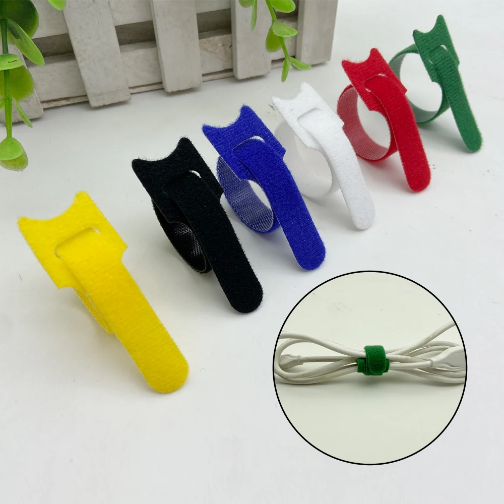 30pcs 1.2X15CM Adhesive Fastener Tape Reusable ties Hook and loop fastener Tape Nylon Cable Ties Strap wire