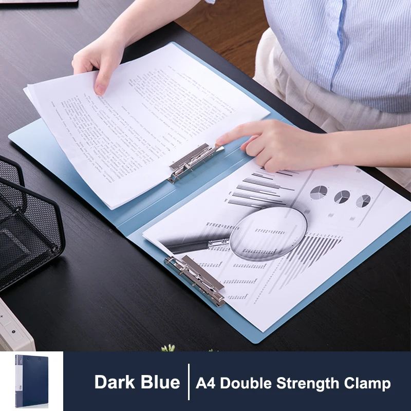 A4 PP Clip File Folder Double Strong Clip File Folder Dark Student Paper Board Folder A4 Office Storage Clip