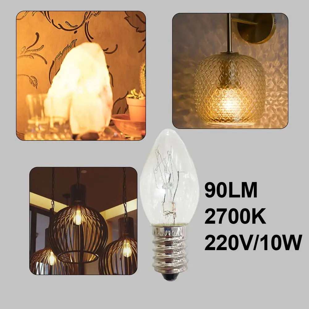 6Pcs/set E14 Light Bulb 220V 10W 100LM 2700K Transparent Warm Color C7 Incandescent Tungsten Night Lamp Bulb Dropship