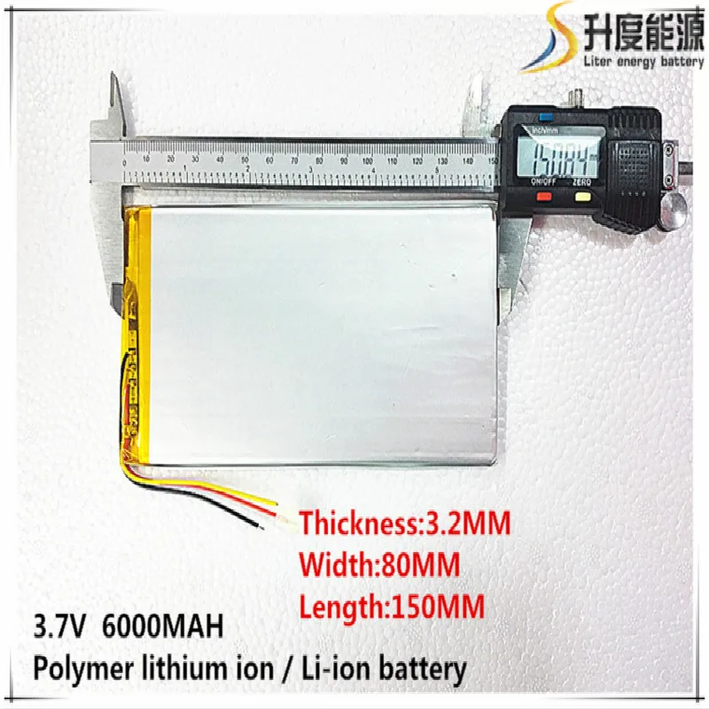 1PCS free shipping 3.7V 6000mAH(Real 5900mAh) Li-ion battery for CHUWI V88, V971,Pipo M9 Tablet PC, 3.2*82*150mm