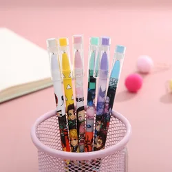 6Pcs Anime Demon Slayer Erasable Pen IBlack Blue Ink Gel Pen Set StylesCreative Drawing Stationery Pens For School Stationery