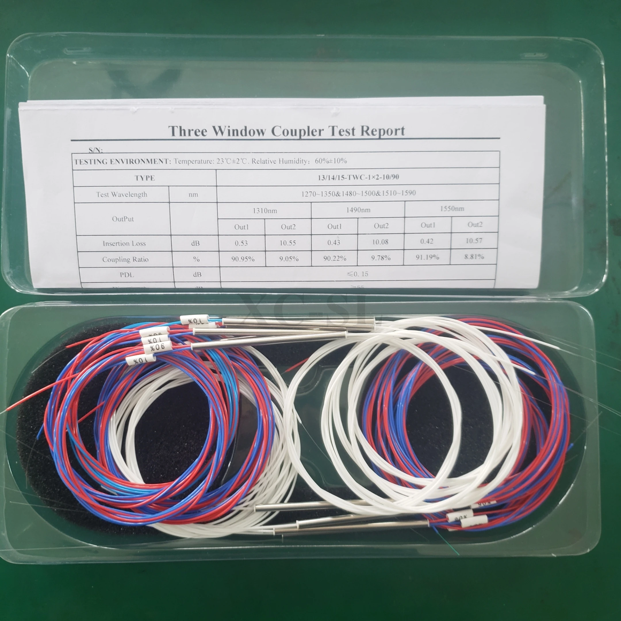 

Splitter FBT 1X2 fiber coupler Split Ratio: 50/50~95/5, 1310/1550nm, 0.9mm Steel tube type 100pcs