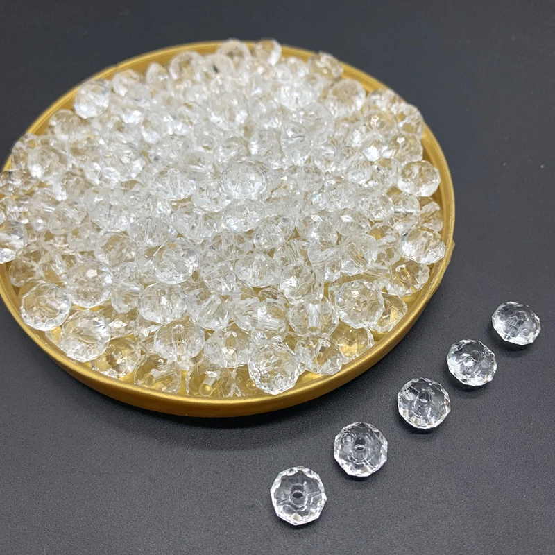 6/8/10/12mm Flat beads Rondelle Faceted Acrylic Beads Loose Spacer Beads for Handmade DIY Necklace Bracelet Jewelry Making