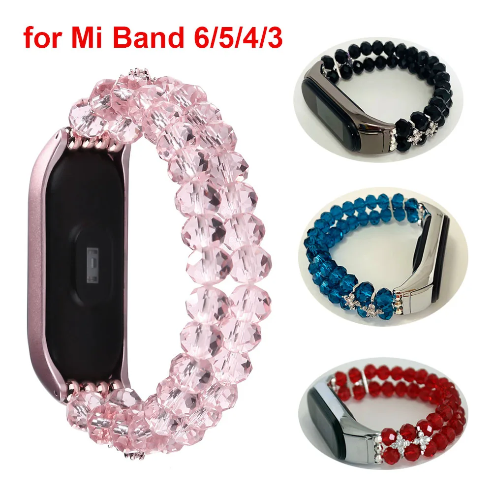 Women Dressy Mi Band 7/ 8 Bracelet Bling Watchband Crystal Beads Strap for Xiaomi Mi Band 3 4 5 6 Wristband Luxury Accessories