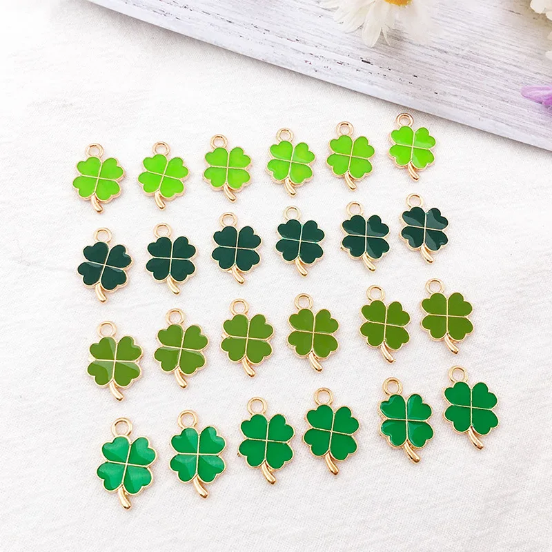 10pcs 11*18mm New Full Enamel Four Leaf Clover Charms Pendants For DIY Jewelry Making Handmade Earrings Bracelet Pendants