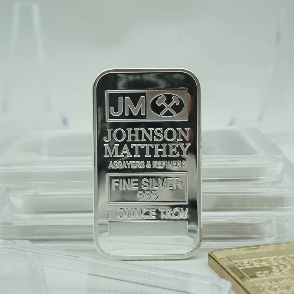 UK 1 Ounce Troy Fine Sillver Coin Johnson Matthey Assayers&Refiners Replica Silver bullion Bar Gifts