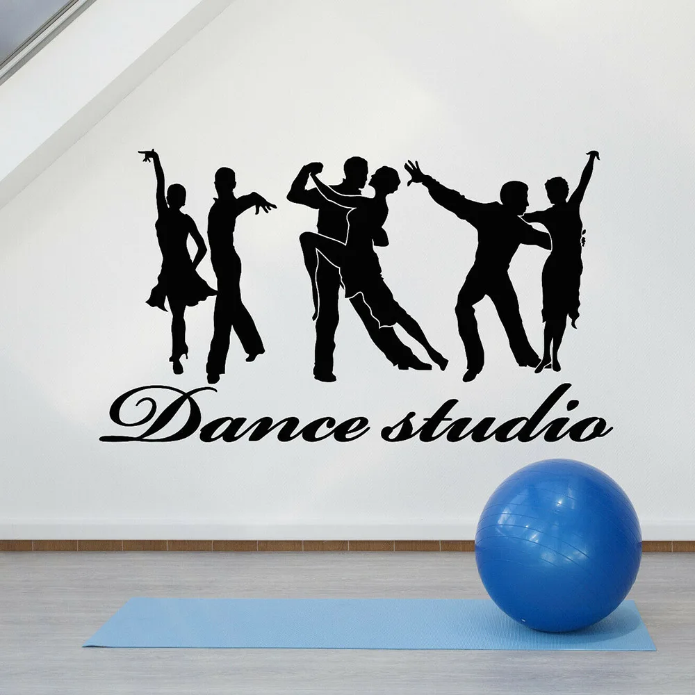 Dance Studio Vinyl Wall Decal Couple Passion Ballroom Dancing Dance Studio Window Stickers Home Bedroom Wallpaper M285