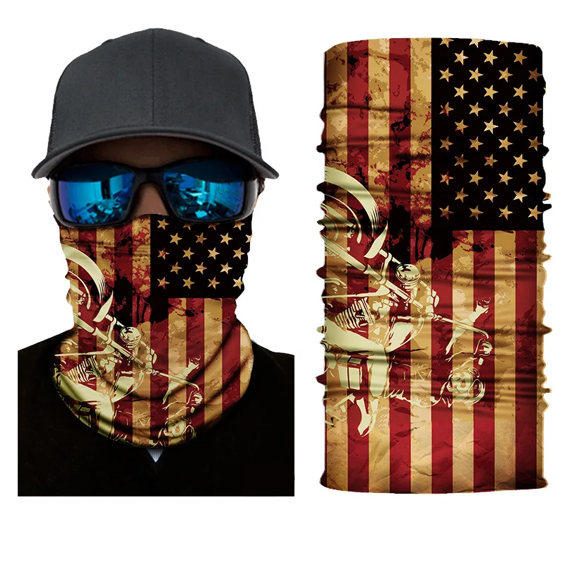 Neck Warmer Cycling Motorcycle Face Bandana National Flag Print Multi Functional Scarf Balaclava Headband Men Women Mask