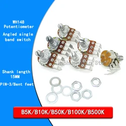 5pcs With switch potentiometer WH148 B500K B10K B50K B100K curved foot switch dimming handle length 15mm