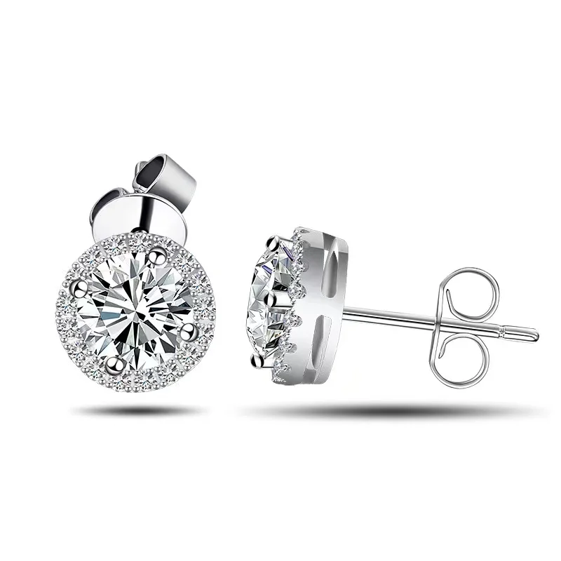 

Trendy 925 Sterling Silver Super White D Color 1CT Moissanite Earrings Women Jewelry Plated White Gold Gra VVS1 Moissanite Gift