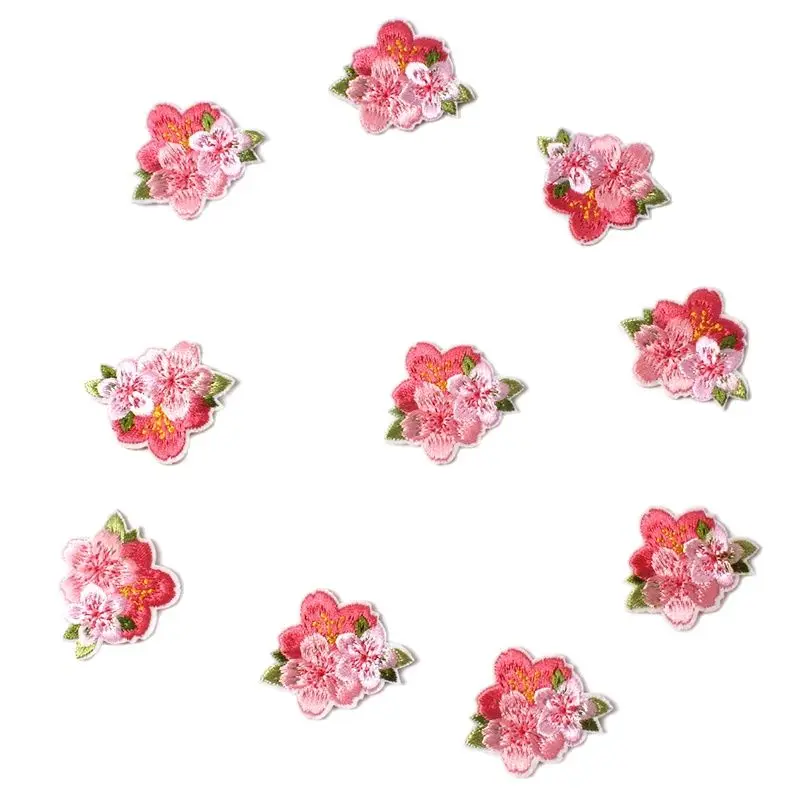 10pcs Embroidery Flower Patches Iron On flowers Stickers For Garments Hats Shoes Decoration DIY Jeans Bags Sweaters Appliques