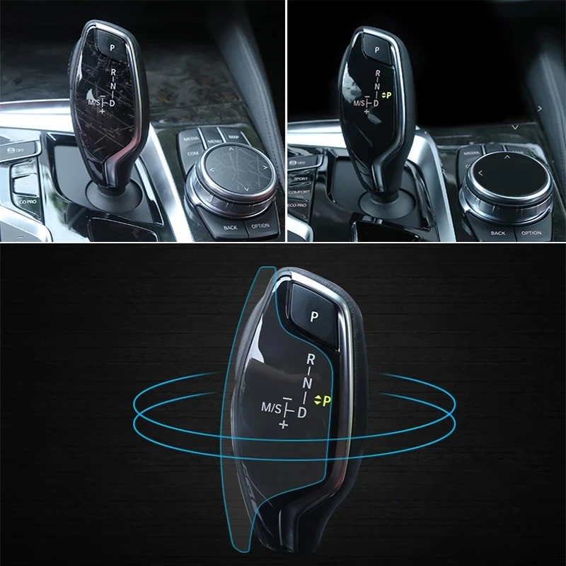 LHD Car Gear Shift Knob Protective Film Interior Sticker Trim for BMW 5 Series G30 528i 530i 540i Accessories