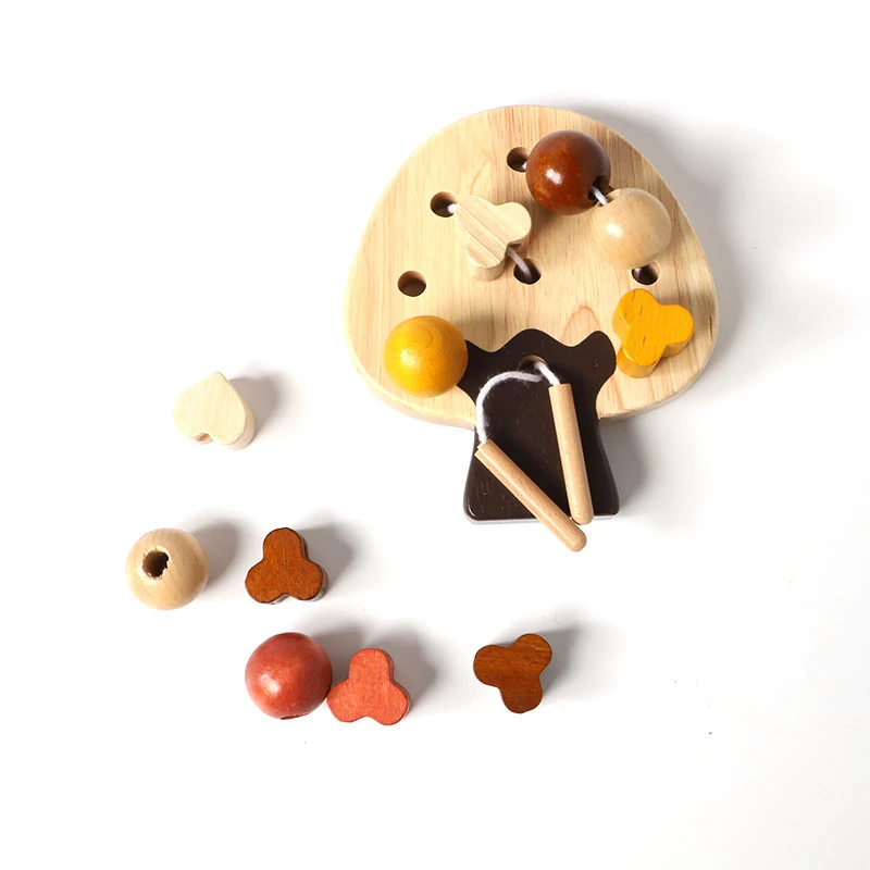 Beads Threading Game for Children Wooden Montessori Educational Toys Preliminary Exercises Kid Fine Motor Skill Trainning Tools