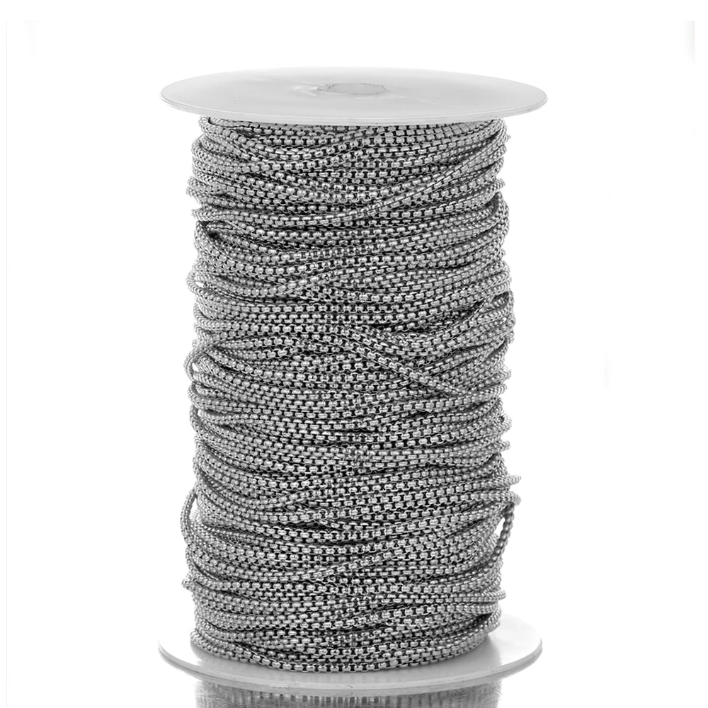 2 Meter Edelstahl 3mm Quadratische Rolo-Box-Ketten Großhandel für DIY-Schmuckherstellung, Halsketten-Zubehör, Armband-Komponenten – Detail 6