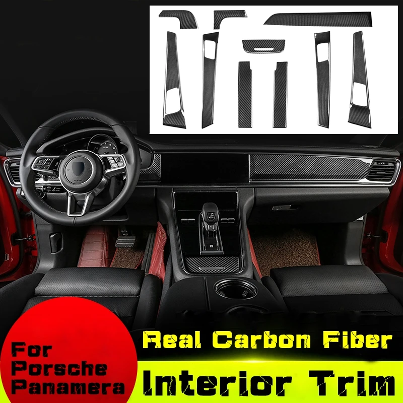 

Real Carbon Fiber Interior Trim For Porsche Panamera 971 2017+ Dash Kit Door Panel Moulding Car Styling dashboard trim