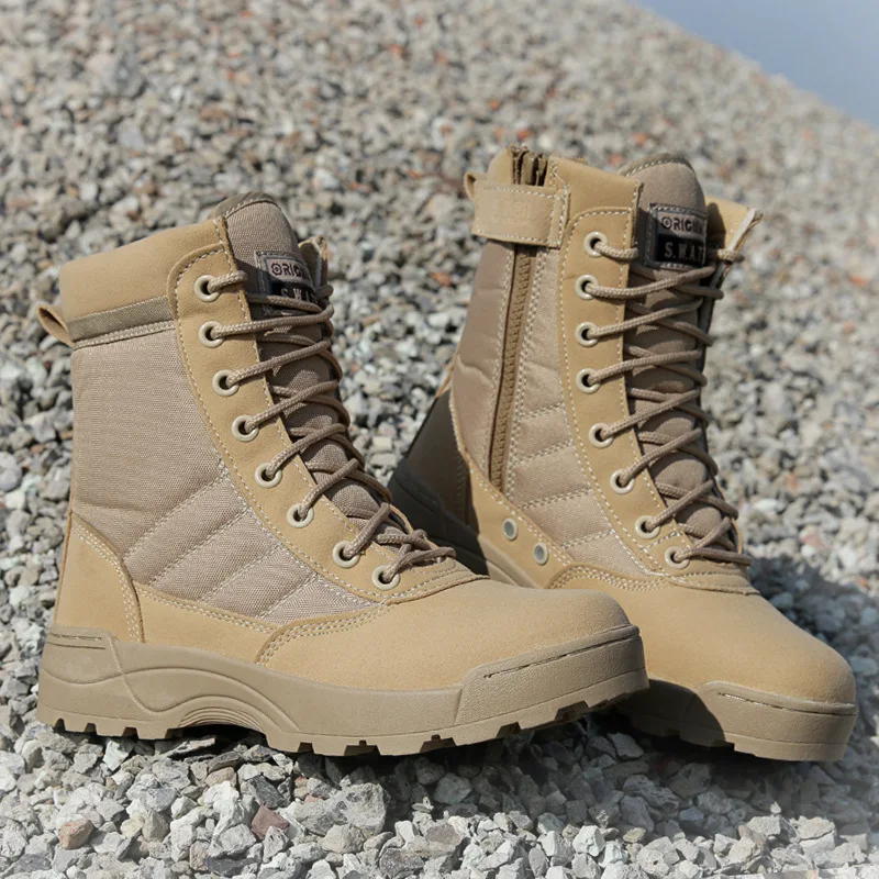 Men Desert Boots Mens Work Safty Shoes SWAT Boot Zapatos Ankle Lace-up Boots 2024 New