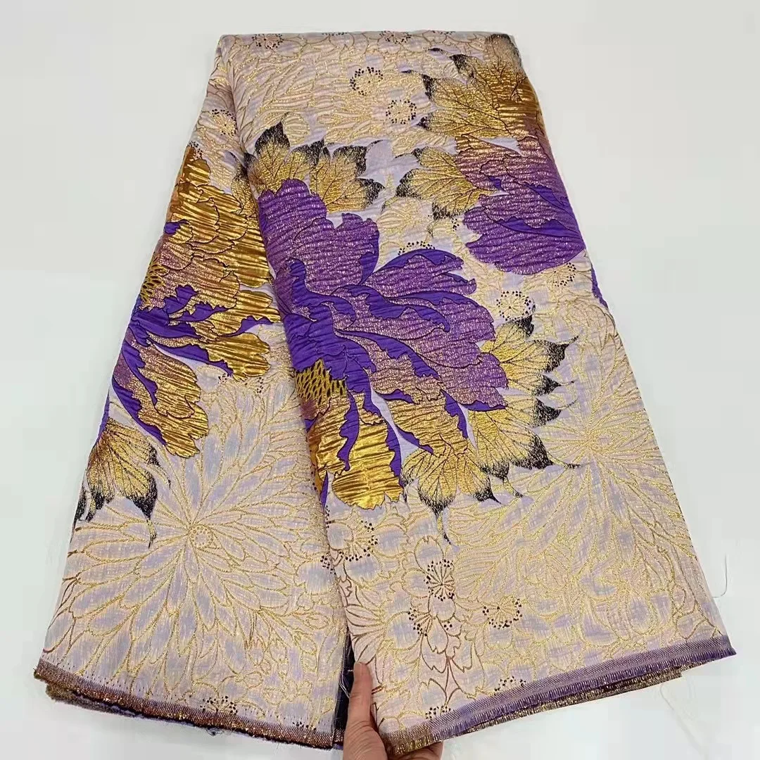 5 YardsEthnic Embroidery Dress and Cheongsam Gold Thread Embossed Jacquard Bronzing Fabric European American Brocade