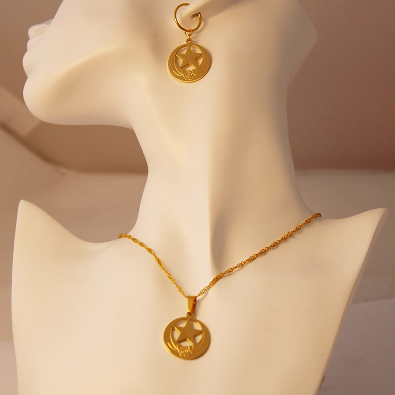 Necklaces Earrings Jewellery sets Gold Color Kiribati Hawaii Pohnpei Guam Star Pendant Jewelry Gifts