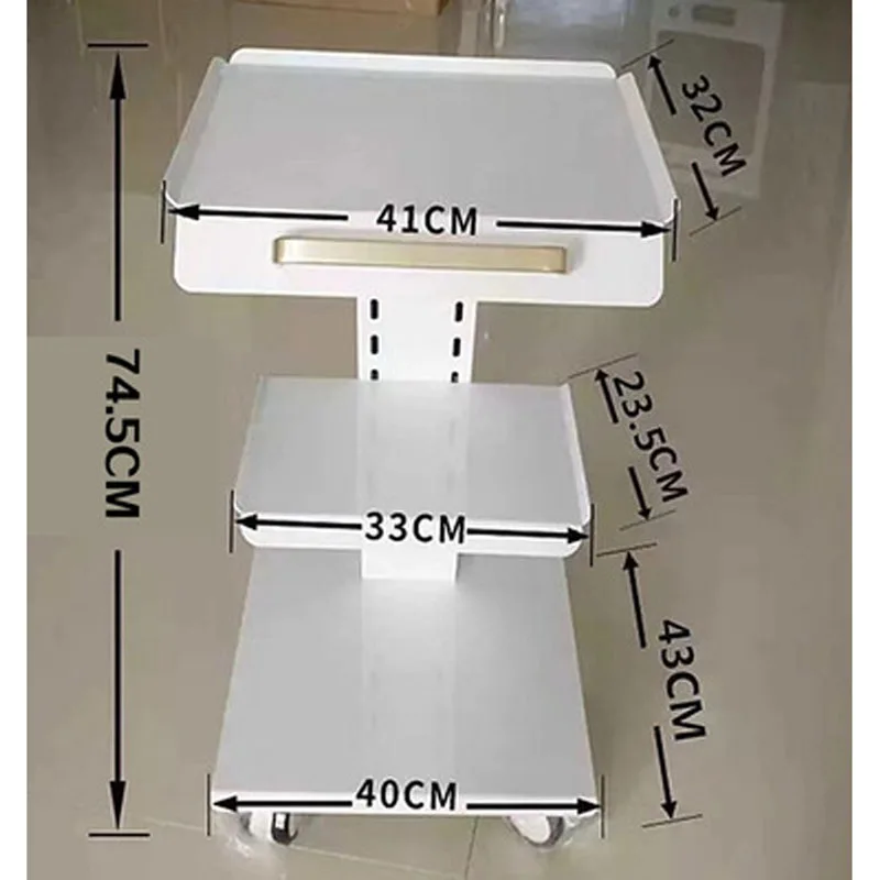 NEW Dental Trolley 3 Shelves Metal Mobile Medical Tool Cart Built-in Socket.