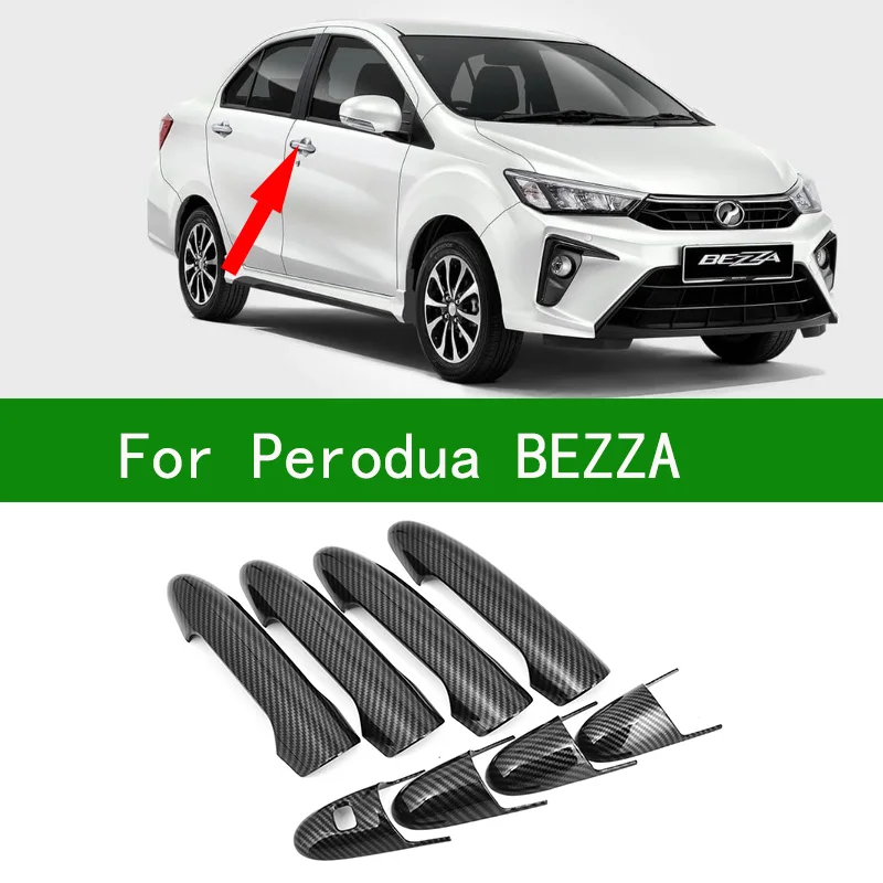 

Внешнее украшение для Perodua BEZZA, черный узор из углеродного волокна, накладка на дверные ручки автомобиля, 2018, 2019, 2020