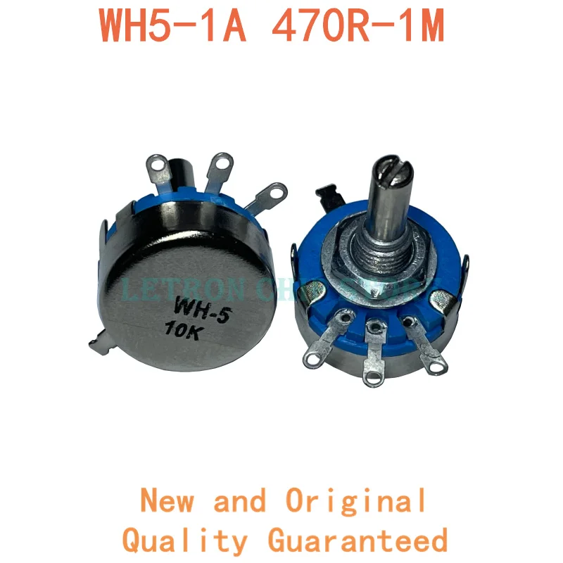 1PCS WH5-1A 470R 1K 10K 47K 4K7 100K 470K 220K 1K5 22K 1M ohm 3-Terminals Round Shaft Rotary Taper Carbon Potentiometer WH5