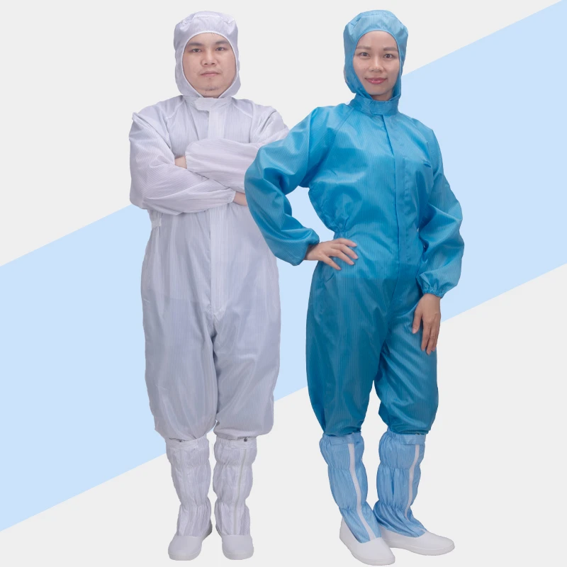 

Anti Static Clothing Clean Room Dustproof Jumpsuit Garment Can Permanent Cleaning 100% Polyester Filament Conductive Fibre S~4XL