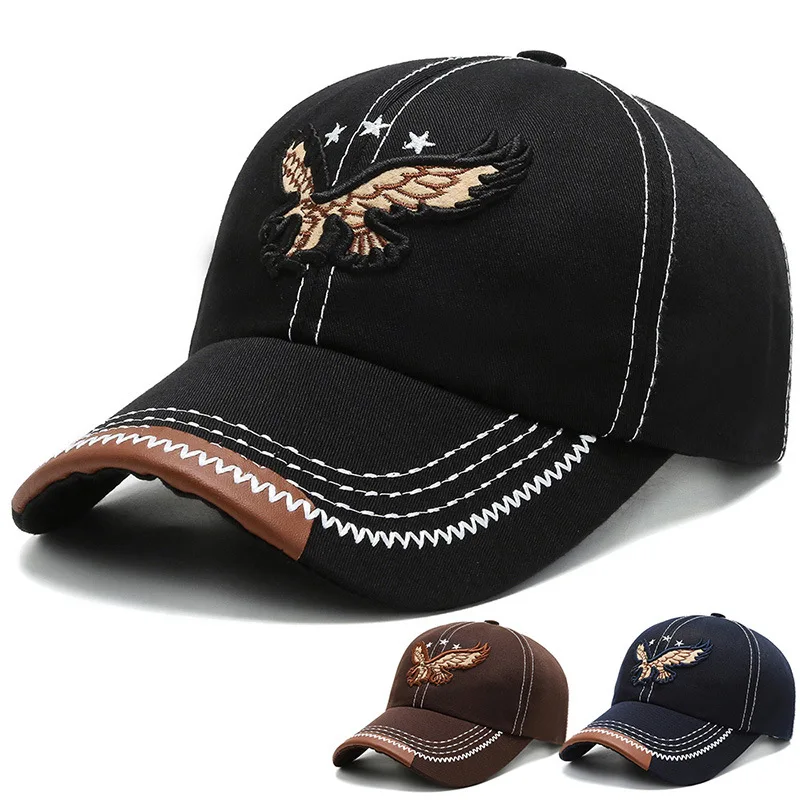 New Cool Women Men Baseball Cap Casual Male Female Snapback Hat Adjustable 3D Eagle Embroidery Sun Hat