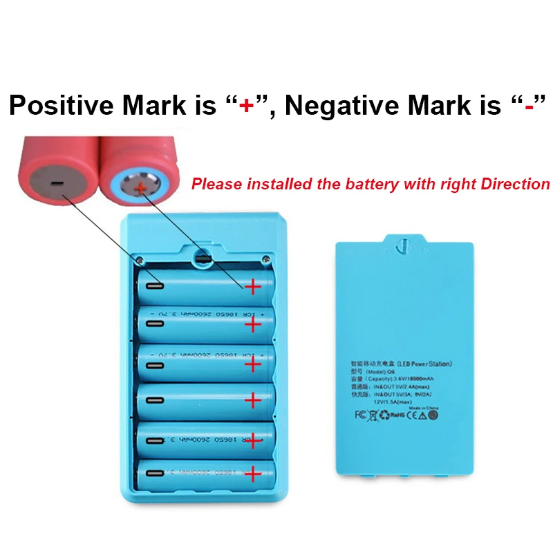 Welding Free 6*18650 Battery Storage Box Dual USB Power Bank Shell DIY Case 18650 Battery Holder Box PD QC3.0 Quick Charge