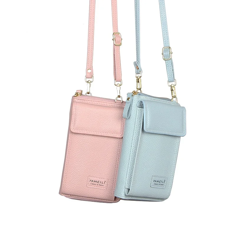 

Women's Wallet Solid Color Small Shoulder Bag PU Leather Multi-function Mobile Phone Bag Long Clutch Bag Coin Purse Carteras