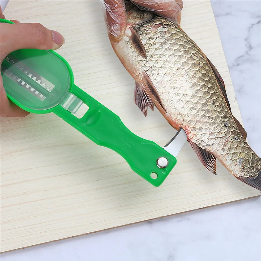 ปลาใช้ได้จริง Scale Remover พลาสติก Descaler ทำความสะอาด Scraper Kitchen ผลไม้ผัก Peeler อุปกรณ์เสริมที่มีประโยชน์มีดพับ