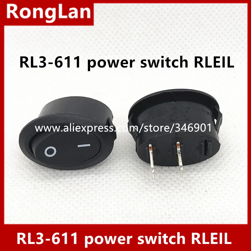 

[SA]RL3-611 power switch RLEIL black rocker switch feet two tranches oval single ship--50pcs/lot