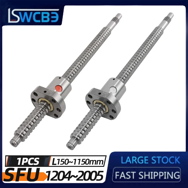 SFU1204/1604/1605/1610/2005 C7 Rolled Ball Screw End Machined 150-1150mm+Coupler+Ballnut Housing+BKBF10/12/15 End Support