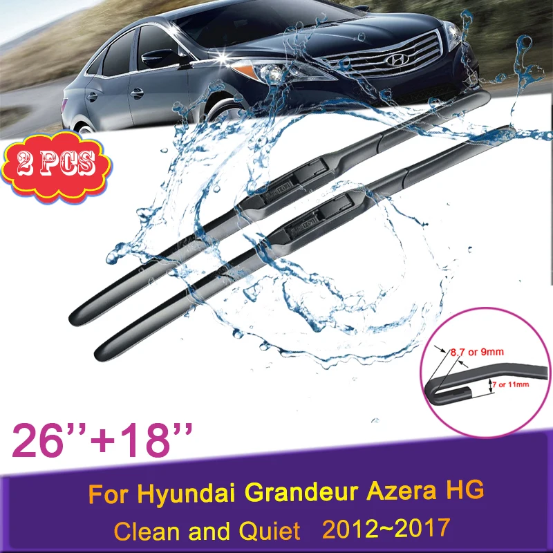 

Car Front Wiper Blades for Hyundai Grandeur Azera HG 2012 ~ 2017 Windshield Frameless Silent Rubber Snow Scraping Accessories