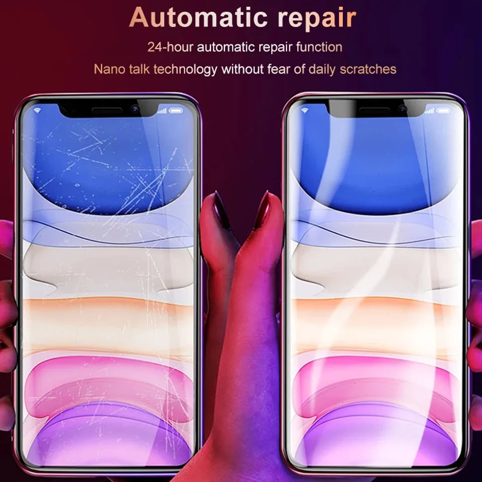 100Pcs Full Cover Hydrogel Film Screen Protector For iPhone X XR XS 11 12 13 14 15 Pro Max 7 8 Protective Soft Film No Glass