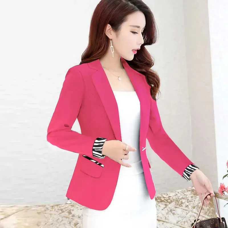 Blazer ajustado de estilo coreano para mujer, Chaqueta corta de retazos con un solo botón, traje pequeño de oficina, Tops 3XL, novedad de 2024