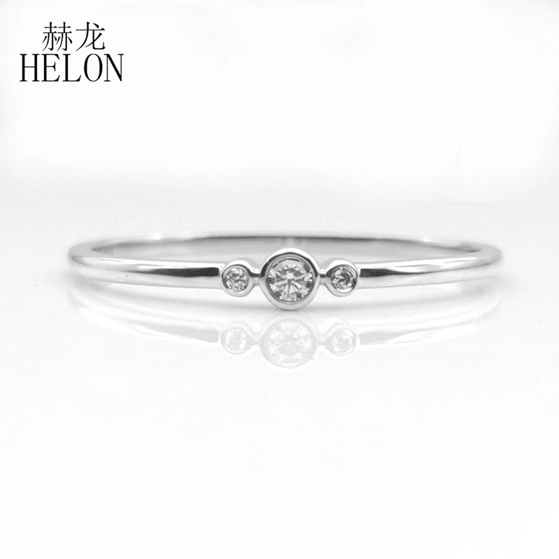 

HELON Sterling Silver 925 Round Cut Genuine AAA Graded Cubic Zirconia Wedding Ring Band For Women Trendy Fine Jewelry Best Gift