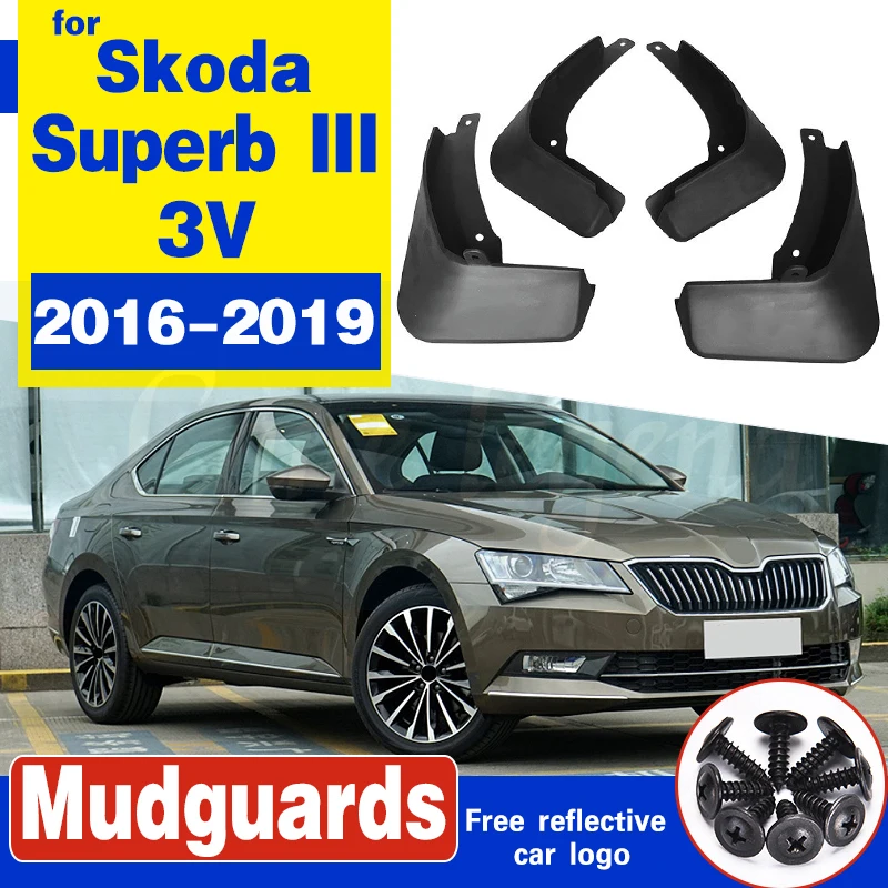 

Set Molded Car Mud Flaps For Skoda Superb III 3V 2016-2019 Mudflaps Splash Guards Mud Flap Mudguards Fender Front Rear Styling