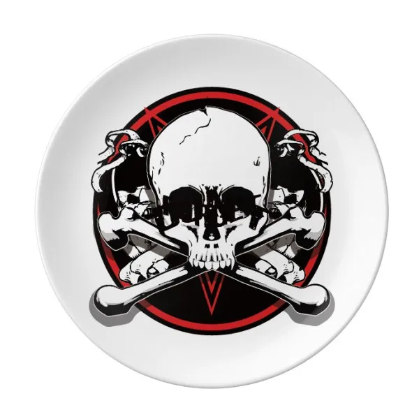 

Skeleton Pirate Decoration Pattern Dessert Plate Decorative Porcelain 8 inch Dinner Home