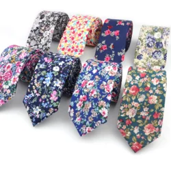 Floral Cotton Vintage Men's Necktie Casual Slim Tie Tulip Rose Gravata Skinny Wedding Business Neckties New Design Men Ties