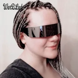 WarBLade 2024 New Ladies Mens Black Frame Wrap Sunglasses One Piece Shades Flat Top Novelty Costume Party Funny Strange