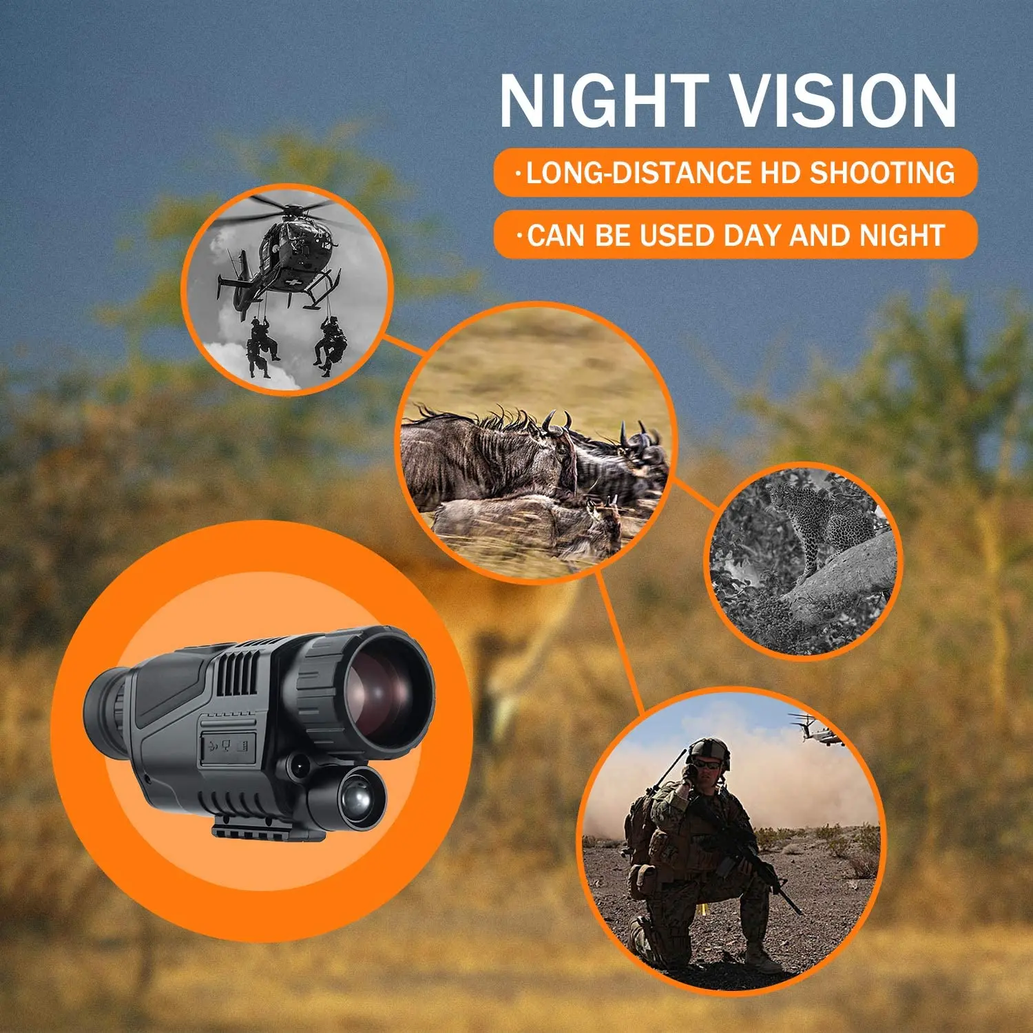 5X40 12MP Digital Monocular Infrared Hunting Night Vision Google  200M range Wildlife Night Vision  Camera