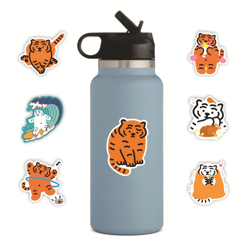 10/30/50pcs Illustration Cute Tiger Stickers Waterproof Skateboard Motorcycle Guitar Luggage Laptop Bicycle Sticker