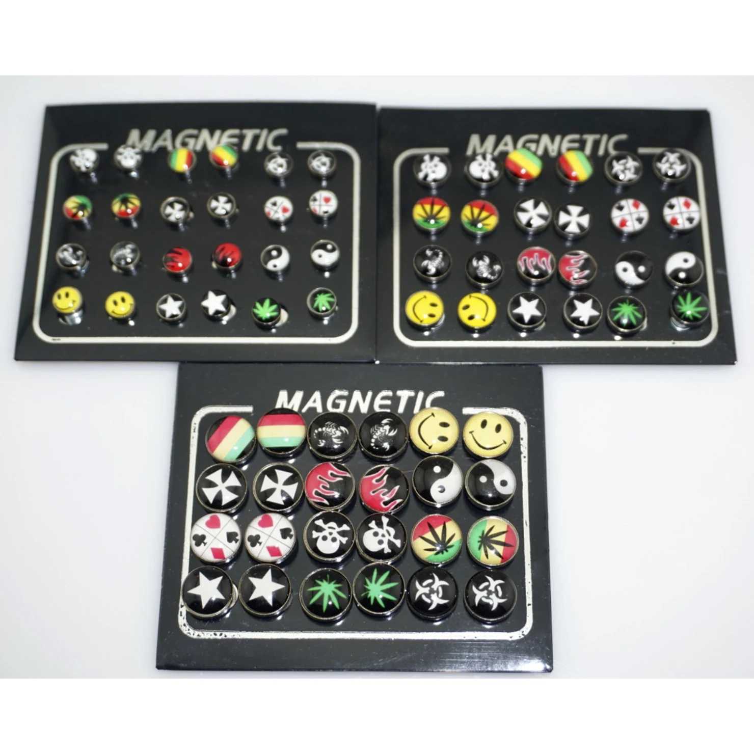 REGELIN 12 Pair/lot 6/8/10mm Round Crystal Rhinestone Magnet Stud Earring Puck Women Mens Magnetic Fake Ear Plug Jewelry